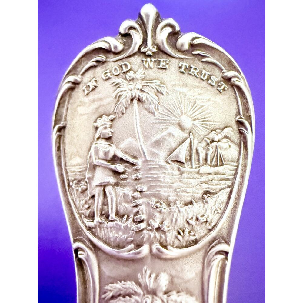 Historical SOUVENIR SPOON Jacksonville Florida STERLING SILVER Alligator Palm